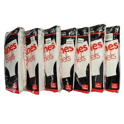 Hanes 3 Pack  Mens Brief Slightly Imperfect In Factory Packaging 34-40 USA 90s • $8.99