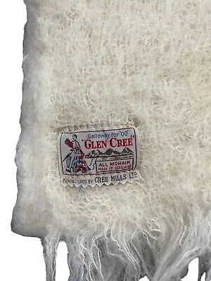 Glen Cree Scotland 100% Mohair Shawl Wrap 68  X 25  Cream • $40