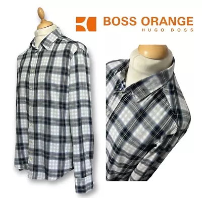 BOSS ORANGE HUGO BOSS Men’s 100% Cotton Long Sleeve Lined Casual Shirt Size XL • £9.95