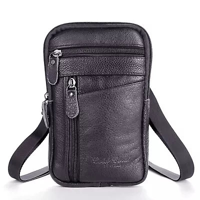 Men Small Laptop Messenger Bags Men's Leather Shoulder Bag Crossbody Wallet UK • £7.19