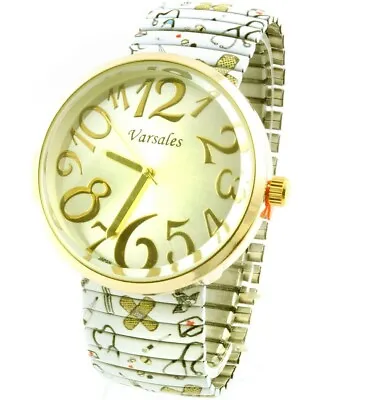 Nurse Watch White Medical Doctor RN Quartz Stretch Gold Bold Numbers Unisex • $24.99