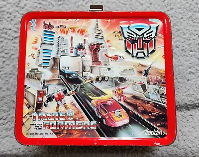 Vintage 1986 Aladdin Transformers Metal Lunchbox With Thermos Lunch • $134.99