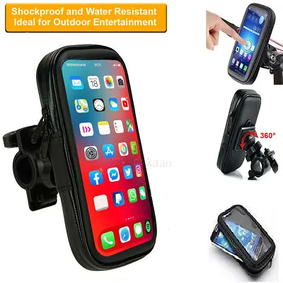 Waterproof Bicycle Motor Bike 360° Mount Holder Case Cover For All Mobile Phones • £5.93