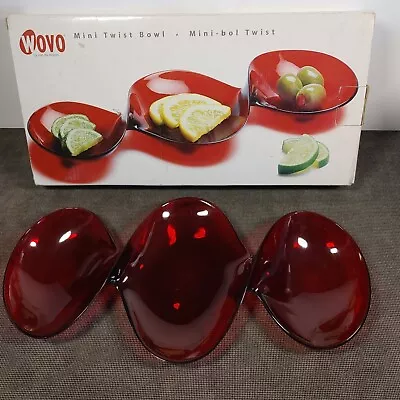 Wovo Red Twist Acrylic 3 Segment Serving Tray MCM ATOMIC Mid Century Mod • $22.45