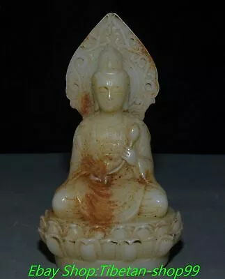 7  Old White Jade Carve Lotus Kwan-yin GuanYin Quanyin Goddess Buddha Sculpture • $147