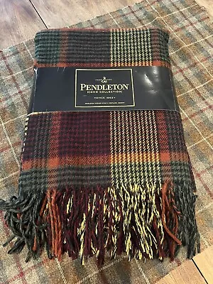 NEW Vintage Pendleton Plaid Blanket W/ Fringe 100% Wool Made In USA 66x52 • $89.50