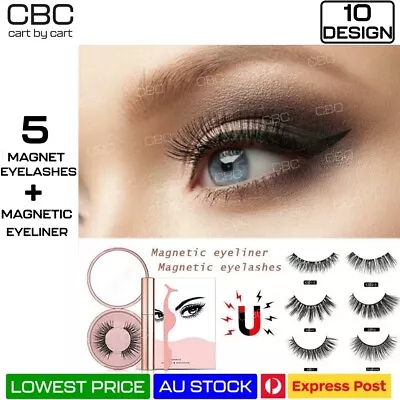 $3.99 • Buy Magnetic Eyelashes False Eye Lashes Extension Eyeliner And Tweezer Reusable NEW