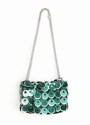 Paco Rabanne H&M Disc-Embellished Shoulder Bag Green - IN HAND - New ✅ • £275