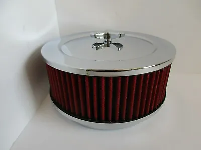 CHROME MUSCLE CAR STYLE 6 3/8  AIR CLEANER  RED  5 1/8  CARB 4bbl#JKR2292CH/RD   • $31.99