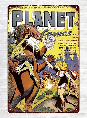 Planet Comics 1943 Science Fiction Metal Tin Sign Dorm Room Art Prints • $15.85