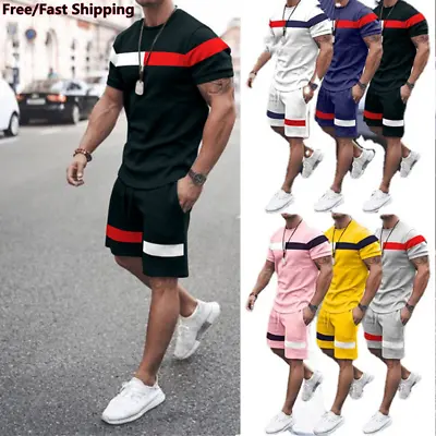 £7.79 • Buy Summer Mens 2Pcs Sports Set Fashion Short Sleeve T-Shirt Tracksuit Casual Shorts