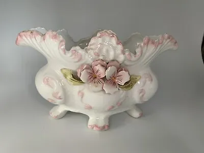 Capodimonte Ornamental Vase With Pink Flowers • £32