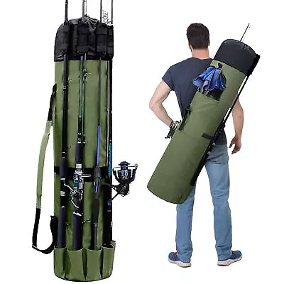 Fishing Rod Bag - Folding Fishing Reel Organizer Bag Pole Storage Bag Tackle ... • $27.58