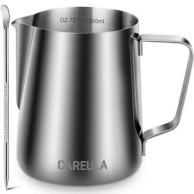 Milk Frothing Pitcher 12oz Stainless Steel Milk Frother Cup Steaming Pitcher... • $13.57