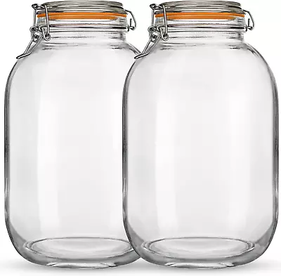 Glass Jars With Airtight Lids 2 Pack - 1 Gallon Wide Mouth Storage Mason Jars W • $44.24