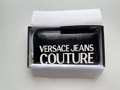 NWT Versace Jeans Couture Logo Patent Leather Continental Black And White Wallet • $159