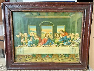 Vintage The Last Supper Color  Picture Print Framed  Jesus Wall Art Display • $52.03