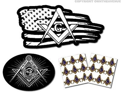 20 Pack Freemason Masonic Mason Compass Sticker Decal Bumper Window Car Lot • $8.99
