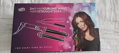 New 2in1 Hair Curling Wand Tongs + Mini Straightener  Set Great Gift Idea • £22.53