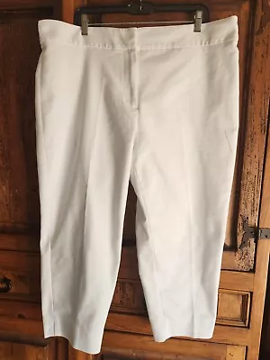 Michael Kors White Stretch Cotton Crop Capri Pant Straight Leg No Pockets 18W • $14.99