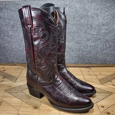 Dan Post Mignon Milwaukee Boots Cowboy Western J Toe Black Cherry Mens Size 8.5D • $89.87