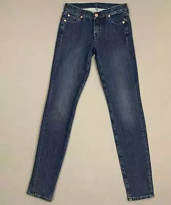 7 FOR ALL MANKIND THE SKINNY JEANS - Blue Denim - Size Waist 24  Leg 29  7FAM • £13.99