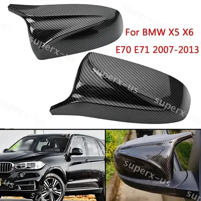 For BMW X5 X6 E70 E71 2007-2013 M Style Carbon Fiber Side Wing Mirror Cover Caps • $32.95