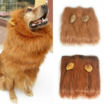 £5.99 • Buy Pet Clothes Christmas Dog Costumes Lion Mane Wig For Large Dogs Fancy Dress Up