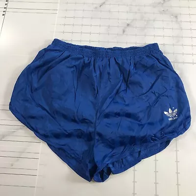 Vintage Adidas Running Shorts Mens Medium 32-34 Royal Blue Shimmery Striped • $79.99