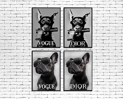 Dior Dog Gun Print Frenchie Sunglasses Vogue Poster Fashion Wall Art A2 A3 A4 • £6