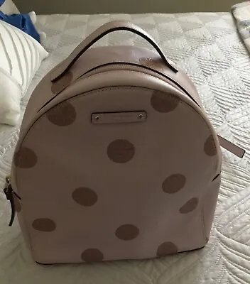 Kate Spade Light Pink Haven Lane Glitter Gold Polka Dot Backpack Zip • $39.50