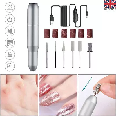 Electric Manicure Nail Drill File Grinder Grooming Kit Manicure Pedicure Tool E • £7.82