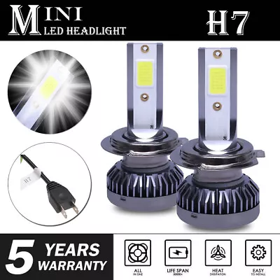 2PCS H7 Mini LED Headlight Bulbs 120W 26000LM Conversion Kit High Low Beam 6000K • $8.90