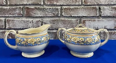 Vintage CREAMPETAL Grindley England Sugar & Creamer China Dish Set • $31.50