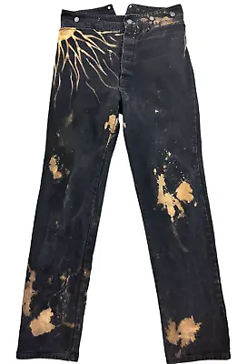 Vintage Wah Maker Jeans Mens 33 X 36 USA Frontier Black Tie Dye Buckle Suspender • $48.59