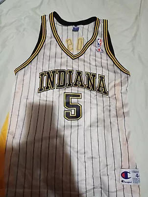 Vintage 90s Jalen Rose #5 Indiana Pacers NBA Champion Jersey Size 44 Large • $40