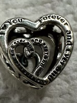 Authentic 925 ALE MOM I Love You Double Heart LOVE Valentine Charm • $21