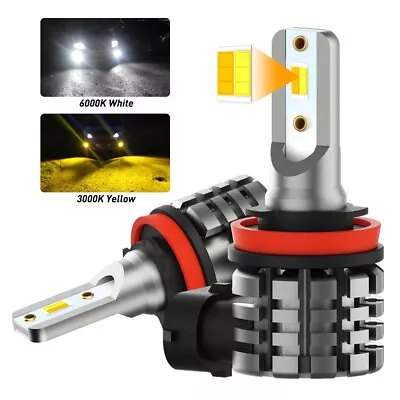 2X H8 H11 White Yellow Amber Fog LED Light CSP Bulb Color Dual Switchback • $24.09