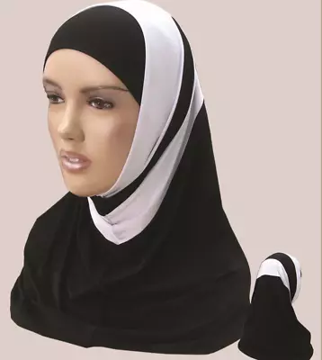 Pull On Instant Sport Lined Hijab Head Wear Scarf Islamic High Quality Fancy GYM • £4.99