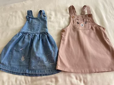 2 Baby Girl's Pinafore Dresses 9-12 Months • £3