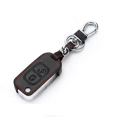 2 Button Remote Fob Bag Holder Leather Car Key Cover Case Fits Mercedes Benz SLK • $10.57