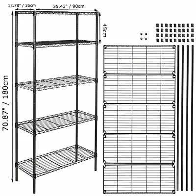 2~5 Layers Storage Rack Shelf Wire Shelving Metal Heavy Duty Steel Shelves Stand • $74.91