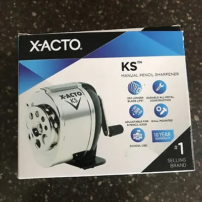 X-Acto KS Manual Classroom Pencil Sharpener Counter/Wall-Mount Black/Chrome 1031 • $17.45