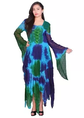 Jordash Gothic Long Dress With Long Sleeves. Turquoise Georgette Material • $144.99