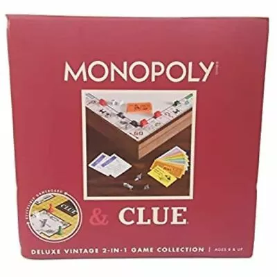 New Sealed MONOPOLY And Clue Deluxe Vintage 2 In 1 Wood Game Collection Set • $39.98