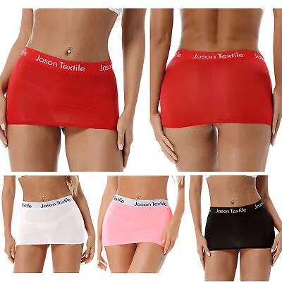 US Womens Bodycon Mini Skirts See-Through Stretch Pencil Micro Skirts Nightwear • $8.36