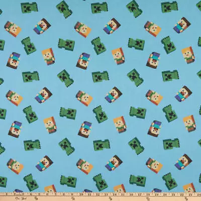 Fat Quarter Minecraft Friend Steve Alex Creeper Blue 100% Cotton Quilting Fabric • £3.60