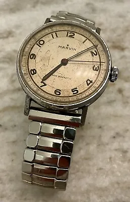 Vintage 1940s Marvin 15J Swiss Military Men’s Wrist Watch Serviced Runs 565S • $66