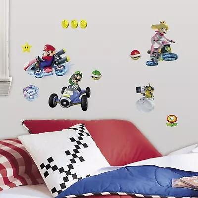 NINTENDO MARIO KART 8 Wall Decals 44 Room Decor Stickers Video Game LUIGI Coins • $15.99