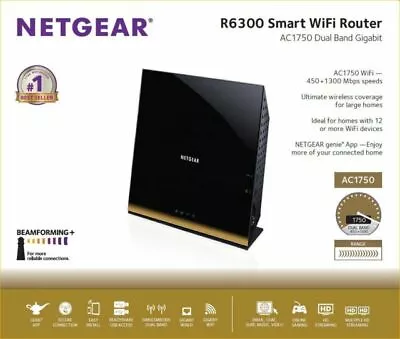 NETGEAR R6300 1300Mbps 5 Port Wireless Router • $5.70